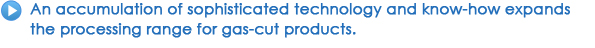 An accumulation of sophisticated technology and know-how expands the processing range for gas-cut products.